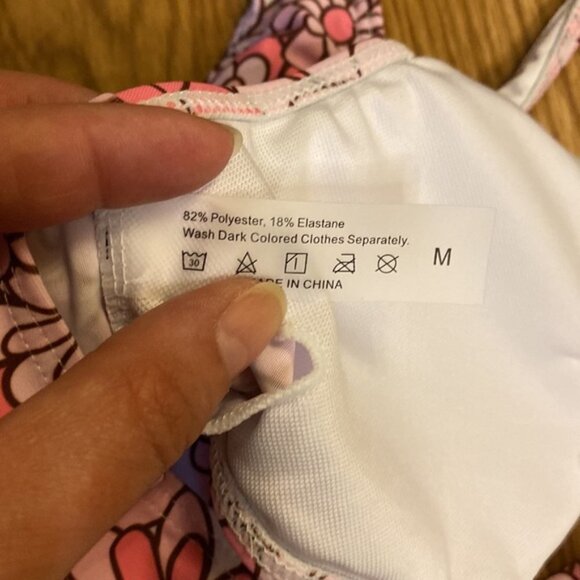 SHEIN Floral Print Ring Linked Halter Bikini Swimsuit (Size Medium) NEW - Picture 7 of 7